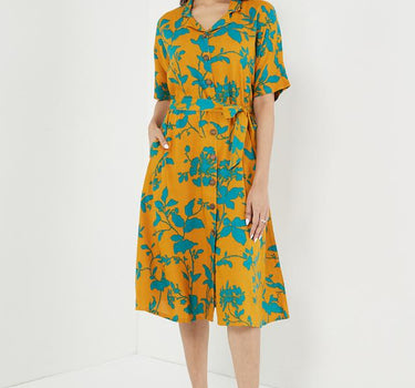 Printed Rayon Regular Fit Women's Midi Dress