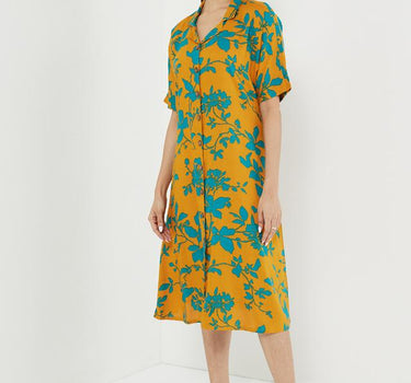 Printed Rayon Regular Fit Women's Midi Dress