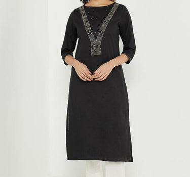 Classy Embroidered Cotton Round Neck Women's Casual Wear Kurta