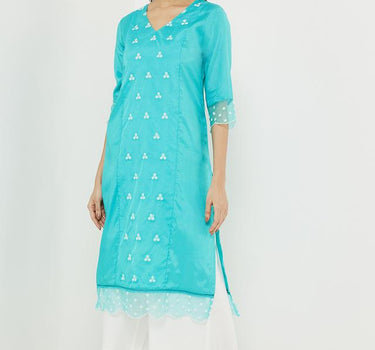 Dressy Printed Polyester V-Neck Women's Festive Wear Kurta