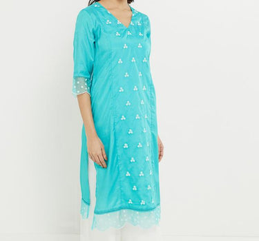 Dressy Printed Polyester V-Neck Women's Festive Wear Kurta