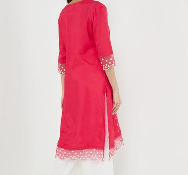 Solid Blended Fabric Round Neck Women's Long Kurta