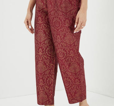 Printed Blended Fabric Regular Fit Women's Pants