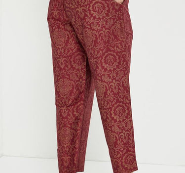 Printed Blended Fabric Regular Fit Women's Pants