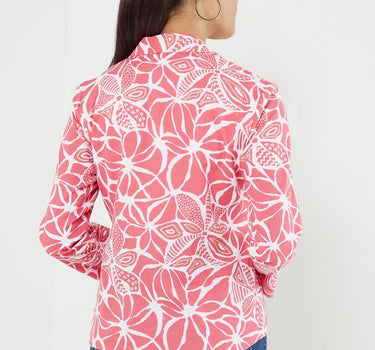 Printed Rayon Collared Women's Top