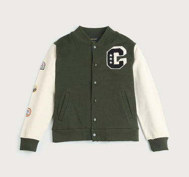 Adventure Embroidered Cotton Baseball Collar Boys Jacket