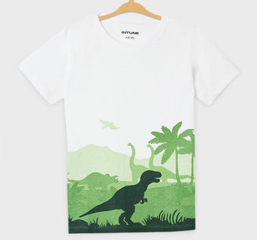 Dino Graphic Print Cotton Round Neck Boys T-Shirt