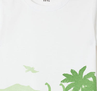 Dino Graphic Print Cotton Round Neck Boys T-Shirt