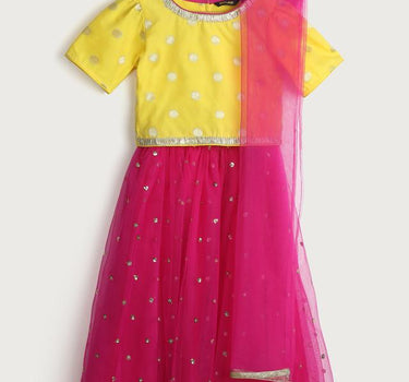 Embroidered Polyester Regular Fit Girls Ethnic Set