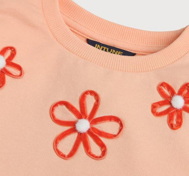 Embroidered Cotton Round Neck Girls Sweatshirt