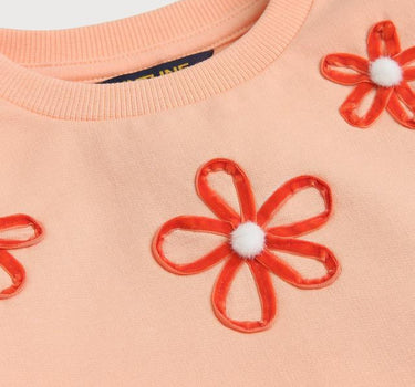 Embroidered Cotton Round Neck Girls Sweatshirt