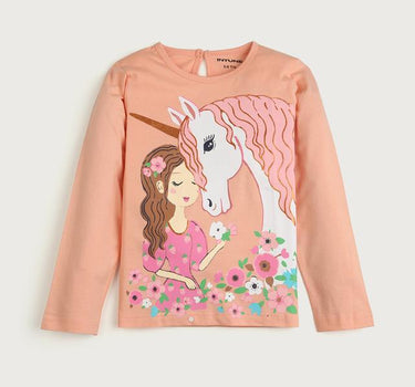 Graphic Cotton Round Neck Girls T-Shirt