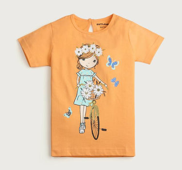 Graphic Cotton Round Neck Girls T-Shirt