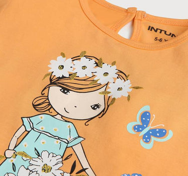 Graphic Cotton Round Neck Girls T-Shirt