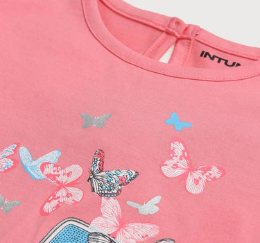 Printed Cotton Round Neck Girls T-Shirt