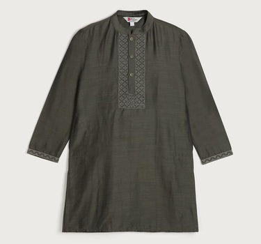 Embroidered Blended Fabric Mandarin Collar Boys Kurta Set