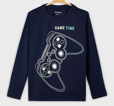 Game Graphic Print Cotton Round Neck Boys T-Shirt