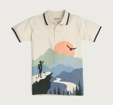 Adventure Graphic Print Cotton Polo Neck Boys T-Shirt