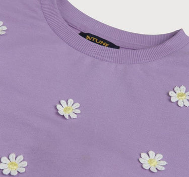 Embroidered Cotton Round Neck Girls Sweatshirt