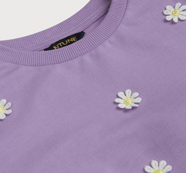 Embroidered Cotton Round Neck Girls Sweatshirt