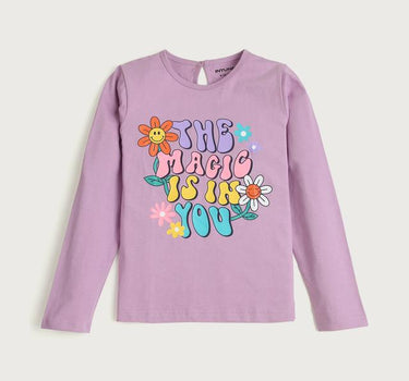 Graphic Cotton Round Neck Girls T-Shirt