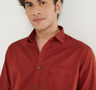 Solid Cotton Regular Fit Men's Casual Shirt