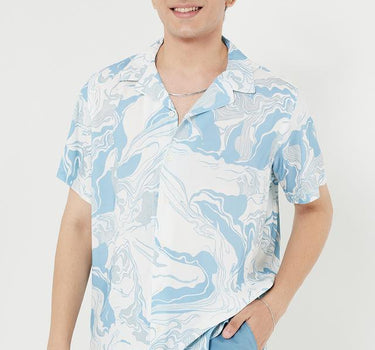 Abstract Viscose Relaxed Fit Men's Casual Shirt