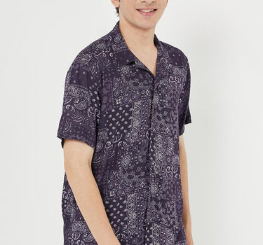 Abstract Viscose Relaxed Fit Men's Casual Shirt