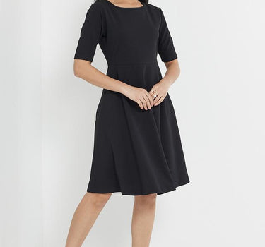 Solid Polyester Square Neck Women's Knee Length Dress