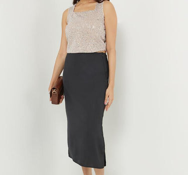 Solid Satin Regular Fit Women's Skirt