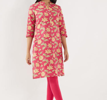 Printed Blended Fabric Regular Fit Women's Long Kurta