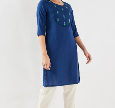 Embroidered Rayon Regular Fit Women's Long Kurta