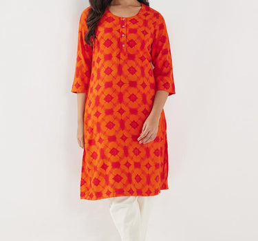 Printed Rayon Regular Fit Women's Long Kurta