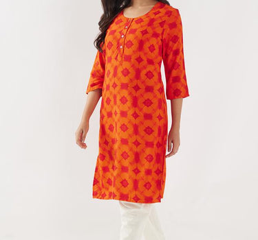 Printed Rayon Regular Fit Women's Long Kurta