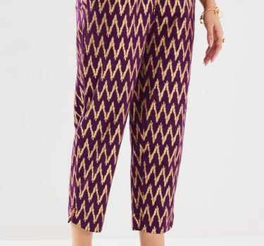 Printed Blended Fabric Regular Fit Women's Pants