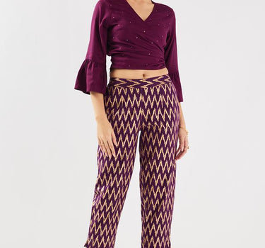 Printed Blended Fabric Regular Fit Women's Pants