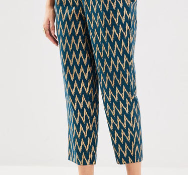 Printed Blended Fabric Regular Fit Women's Pants