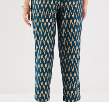 Printed Blended Fabric Regular Fit Women's Pants