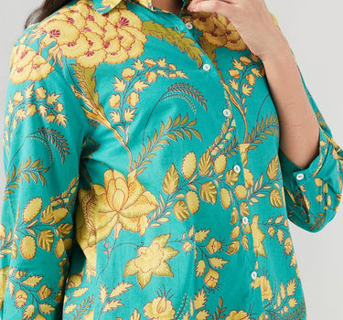 Printed Blended Fabric Regular Fit Women's Kurta Set