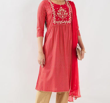 Embroidered Rayon Regular Fit Women's Long Kurta