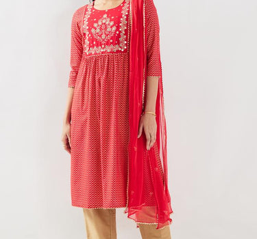 Embroidered Rayon Regular Fit Women's Long Kurta