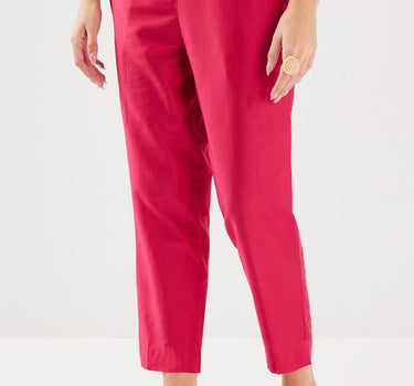 Solid Blended Fabric Regular Fit Women's Pants