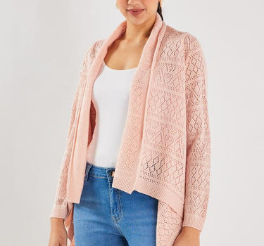 Textured Round Neck Wool Women's Festive Wear Shrug
