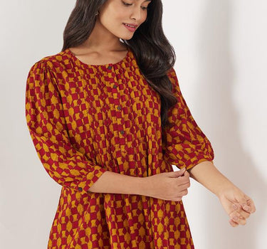 Printed Rayon Regular Fit Women's Short Kurta