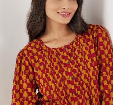 Printed Rayon Regular Fit Women's Short Kurta