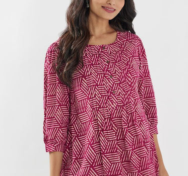 Printed Rayon Regular Fit Women's Short Kurta