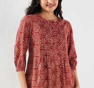 Printed Rayon Regular Fit Women's Short Kurta