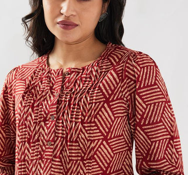 Printed Rayon Regular Fit Women's Short Kurta