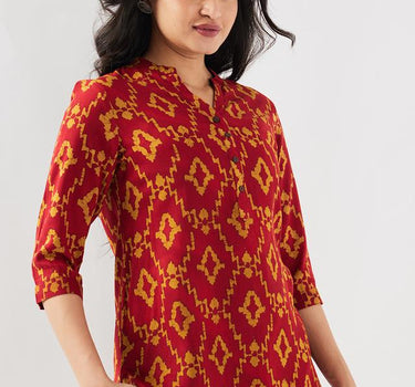 Printed Rayon Regular Fit Women's Short Kurta