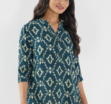 Printed Rayon Regular Fit Women's Short Kurta